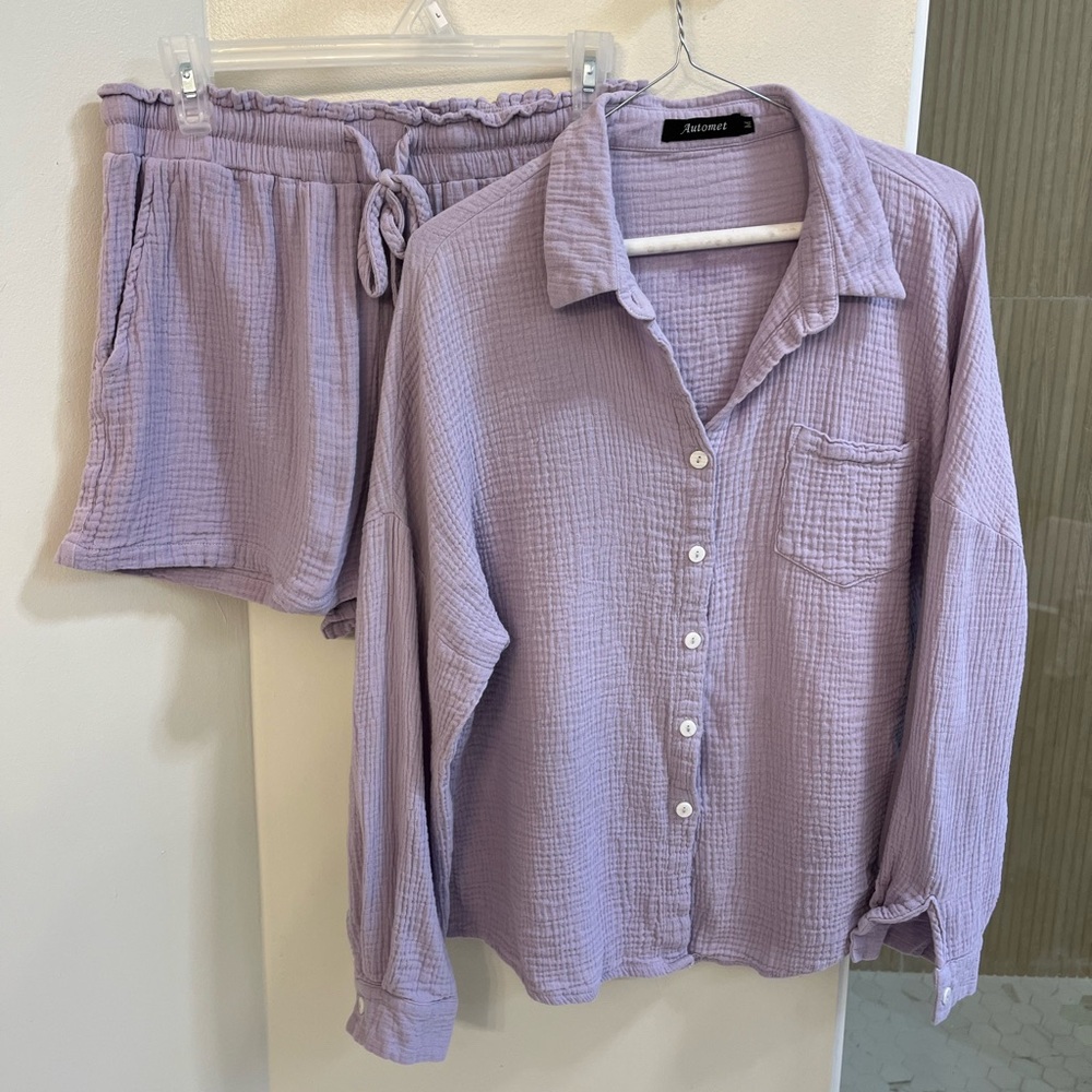 Lavender gauze short set